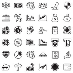 Economy Icons. Line With Fill Design. Vector Illustration.