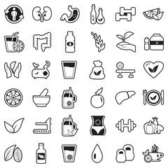 Detox Icons. Line With Fill Design. Vector Illustration.