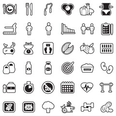 Diet Icons. Line With Fill Design. Vector Illustration.