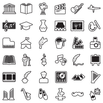 Culture Icons. Line With Fill Design. Vector Illustration.