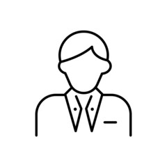 Advocate or Lawyer thin black line Icon - default businessman profile avatar. Trendy flat isolated symbol, sign for: illustration, outline, logo, mobile, app, design, web, dev, ui, ux. Vector EPS 10