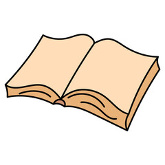 Hand drawn vector book in doodle style, isolated on white background.