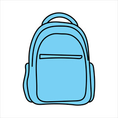 Vector backpacks hand drawn in doodle style, isolated on white background.