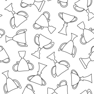 Goblets hand-drawn vector pattern in doodle style.