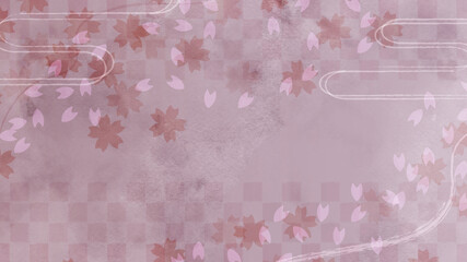 市松模様と桜の背景