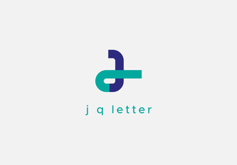 Modern J q Letter Logo Type Design Abstract flat minimalist vector Template