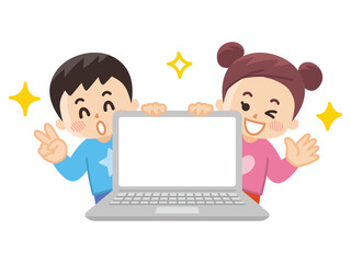 ノートパソコンと子供