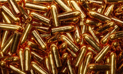 3d render illustration of a big pile of pistol ammunition