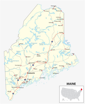 road map of the US American State of maine