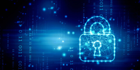 2d illustration Safety concept: Closed Padlock on digital background
