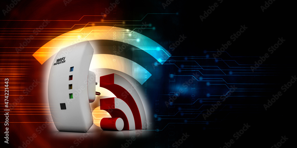 Poster 3d rendering wifi repeater booster