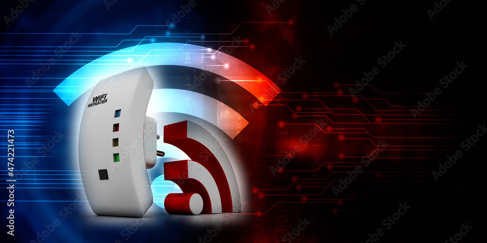 Poster 3d rendering wifi repeater booster