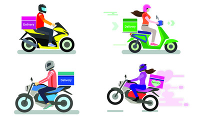 Motorcycle service Food delivery, Flat editable vector illustration, clip art
