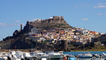 the view of Castelsardo from the Marina di Castelsardo, Sardinia, in the month of October