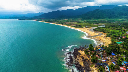 Fototapeta premium Aerial view of the sea and mountains