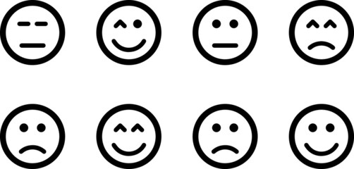 smile line icon set. design reaction icon. line black face. Modern Emoticons Set. Different Reactions design. smile black icon design 