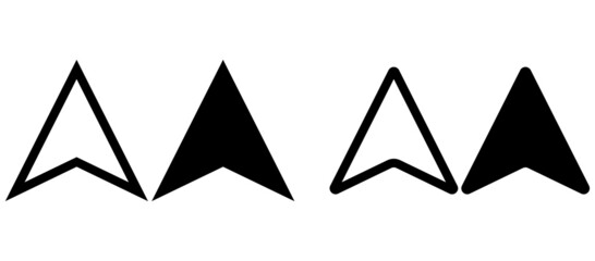 arrow travel location icon set. navigation arrow icon. Two version arrow set, direction arrow map icon design © zxr design