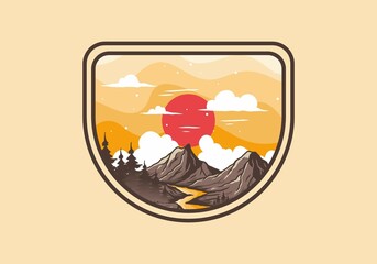 Colorful illustration of mountain graphic