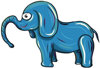 happy blue elephant cub drawing