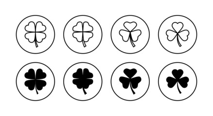 Clover icons set. clover sign and symbol. four leaf clover icon.