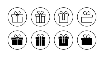 Gift icons set. gift sign and symbol. birthday gift
