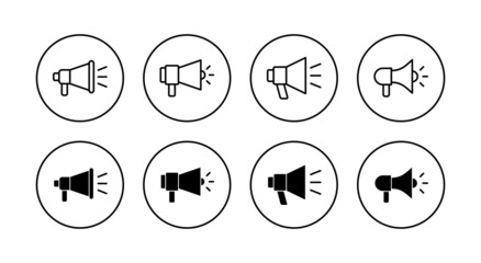 Megaphone icons set. Loudspeaker sign and symbol