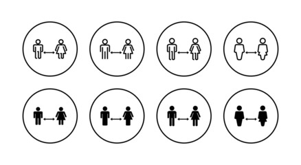 Social distancings set. social distance sign and symbol. self quarantine sign