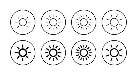 Sun icons set. Brightness sign and symbol