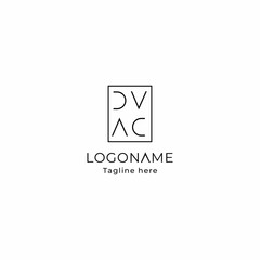 Vector logo design of initial D V A C letter with line square minimalist. This logo is fit for bussines brand, company name,etc.