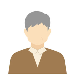 正面を向いた年配の男性（顔なし）