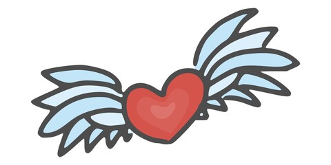 heart with wings simple drawing for holiday picture