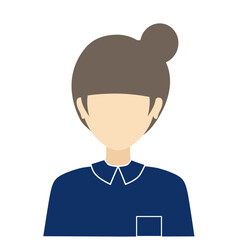 紺色の服を着た女性