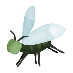 fly green insect. illustration flat style picture