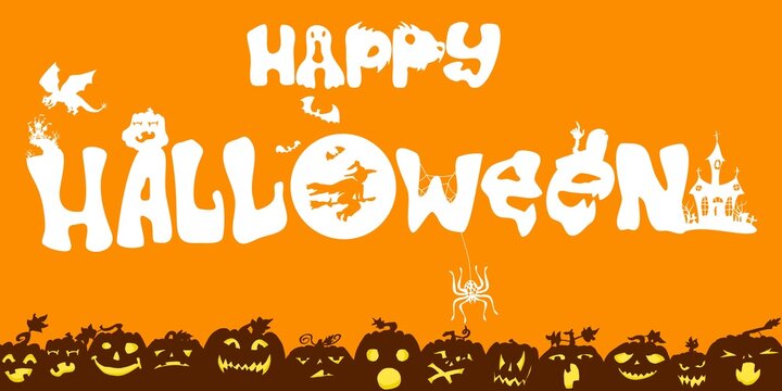 halloween pumpkin poster with lettering picture new