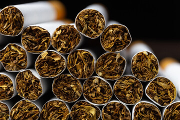 Close-up of Tobacco Cigarettes Background or texture..