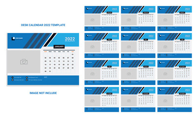 Fototapeta na wymiar Corporate Desk calendar 2022 template design