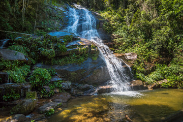 View of Cascatinha Taunay (Taunay Waterfall) at Floresta da Tijuca (Tijuca Forest) - Rio de Janeiro, Brazil