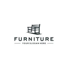 Minimalist FURNITURE chair silhouette logo design