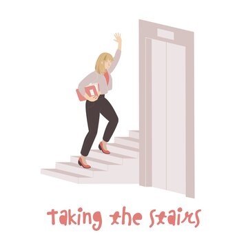 Taking the stairs image. Editable vector illustration