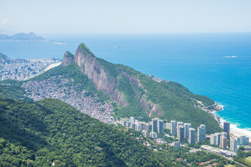 Closer view of Morro Dois Irmãos (Two Brothers Hill) from a viewpoint at Pedra Bonita - Rio de Janeiro, Brazil