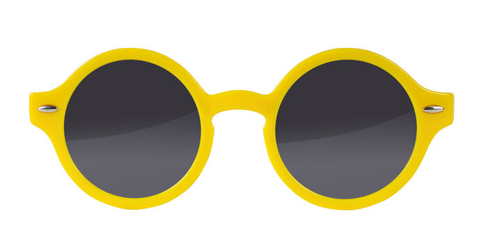 Yellow Sunglasses Isolated On White.