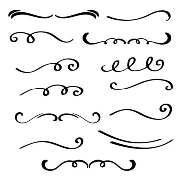 Vector calligraphic design elemnts, swirls, scrolls and borders