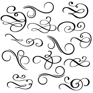 Vector calligraphic design elemnts, swirls, scrolls and borders