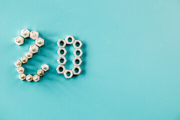 Number twenty with bolts and nuts