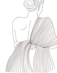 Beautiful fashion woman. Modern lineart illustration on white background - 474232426