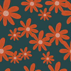 Vintage ditsy flowers seamless pattern. Cute chamomile print. Floral ornament. Pretty botanical backdrop.