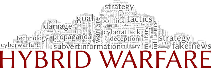 Hybrid Warfare conceptual vector illustration word cloud isolated on white background.