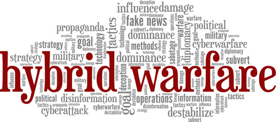 Fototapeta premium Hybrid Warfare conceptual vector illustration word cloud isolated on white background.