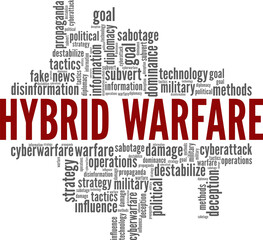 Hybrid Warfare conceptual vector illustration word cloud isolated on white background.