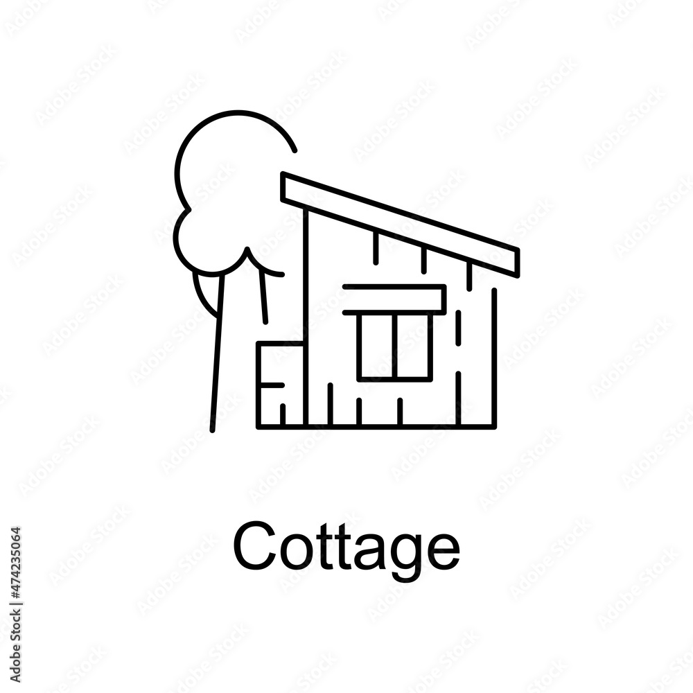 Poster cottage vector outline icon for web design isolated on white background